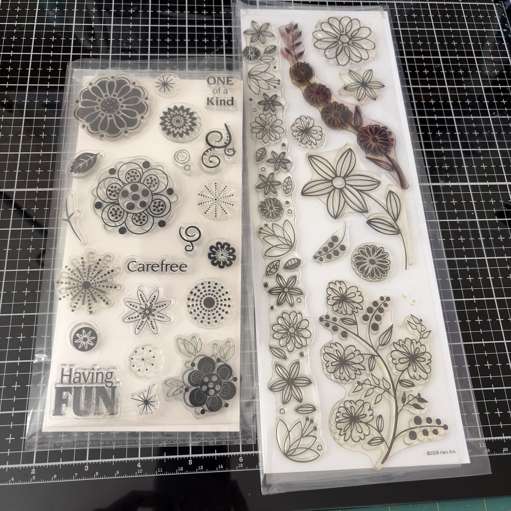 1 Hero Arts Photopolymer Stamp Set Flower Border & 1 Unbranded Flower Circle